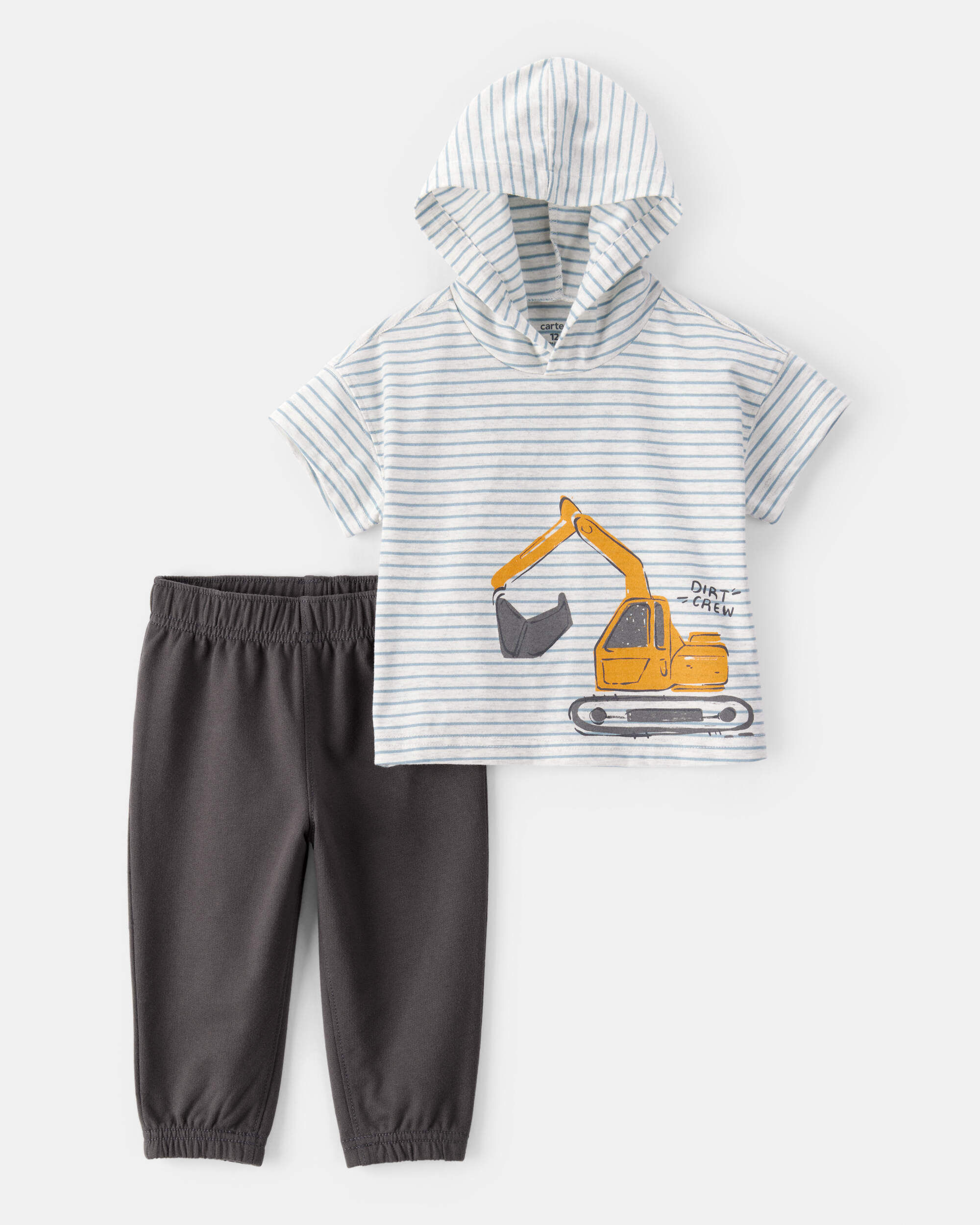 Carter's Baby 2-Piece Construction Striped Hooded Tee & Jogger Set