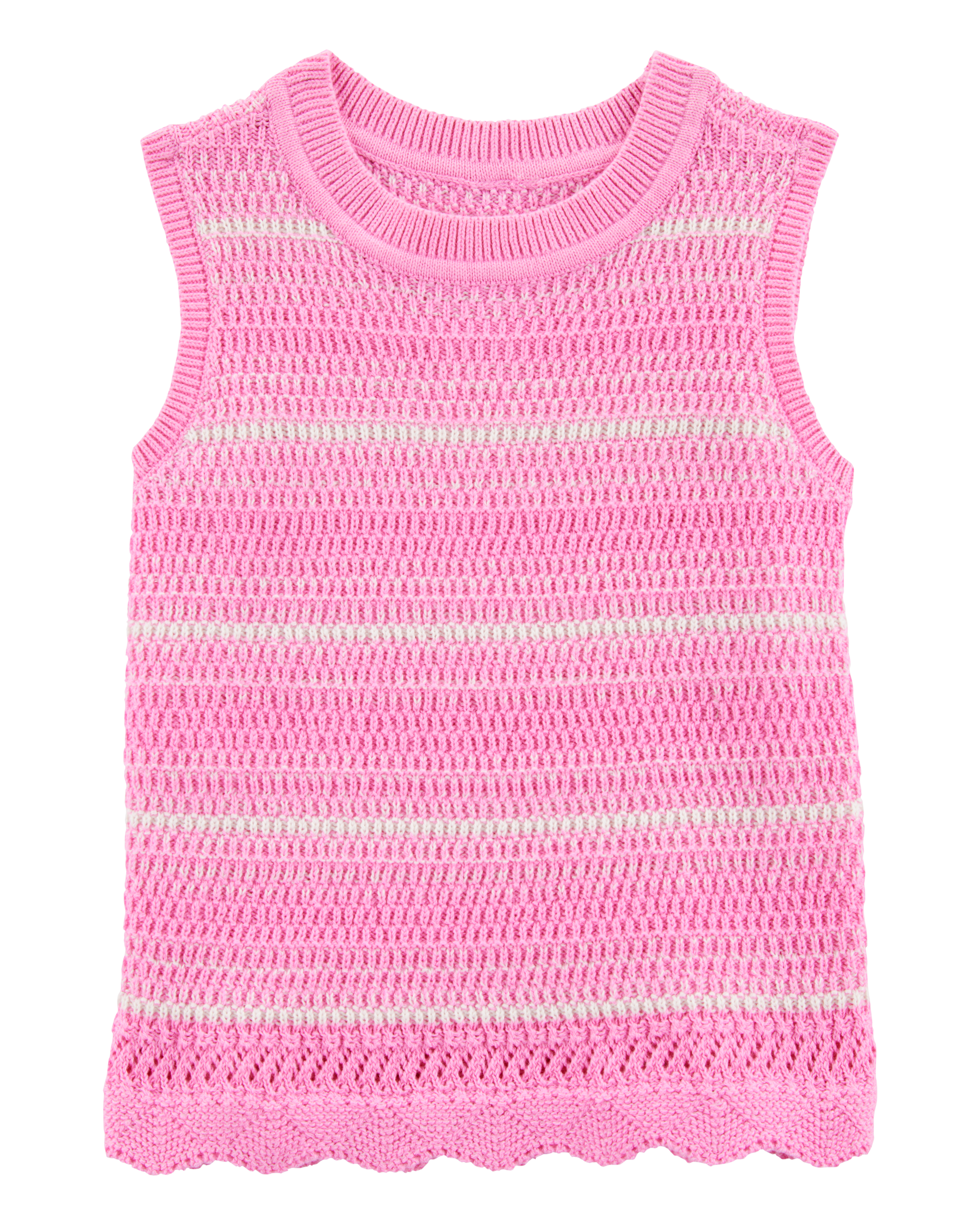 Carter's Baby 2-Piece Striped Crotchet Knit Tank & Shorts Set - Pink