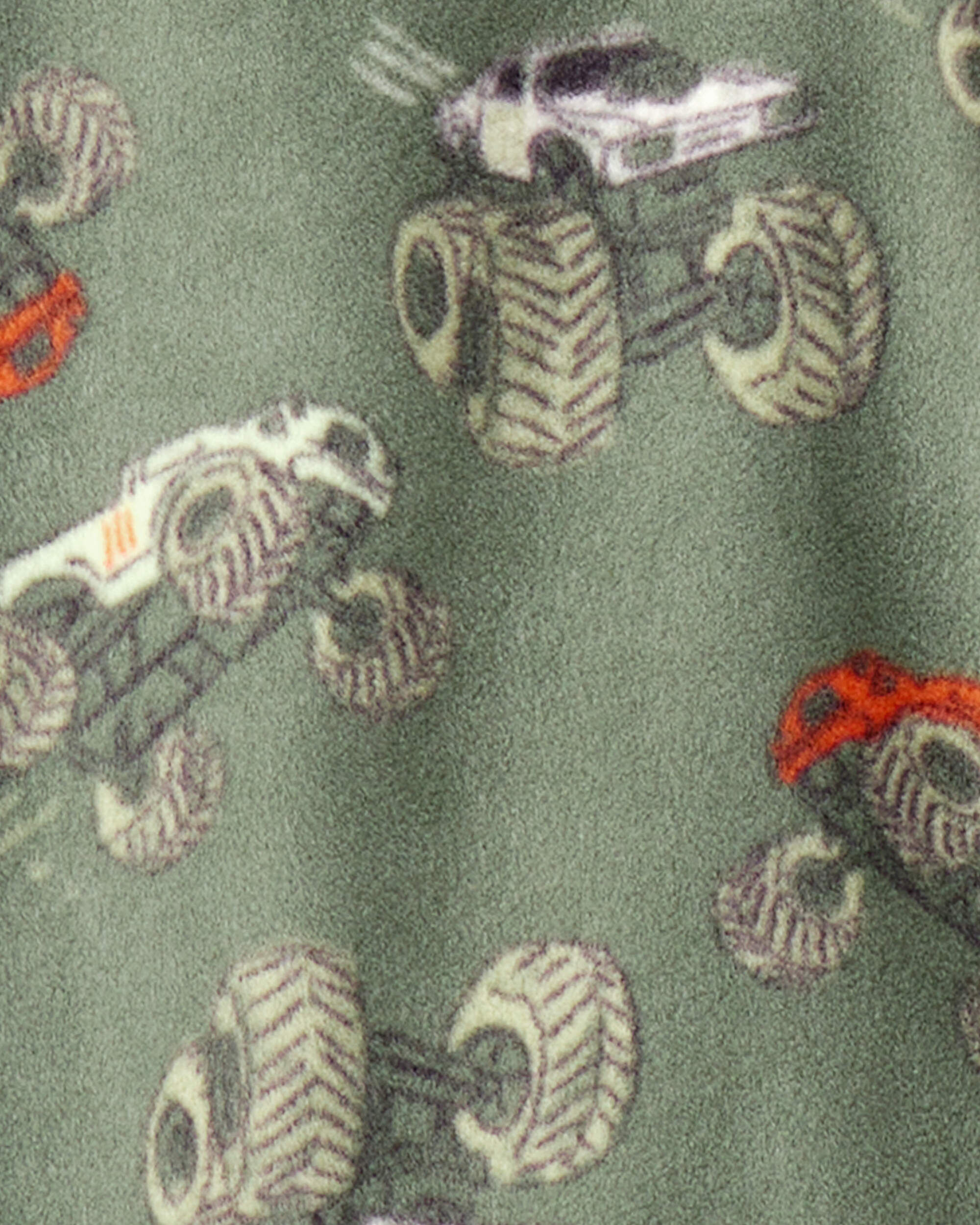 Carter's Kid 1-Piece Monster Truck Fleece Footie Pajamas - Green