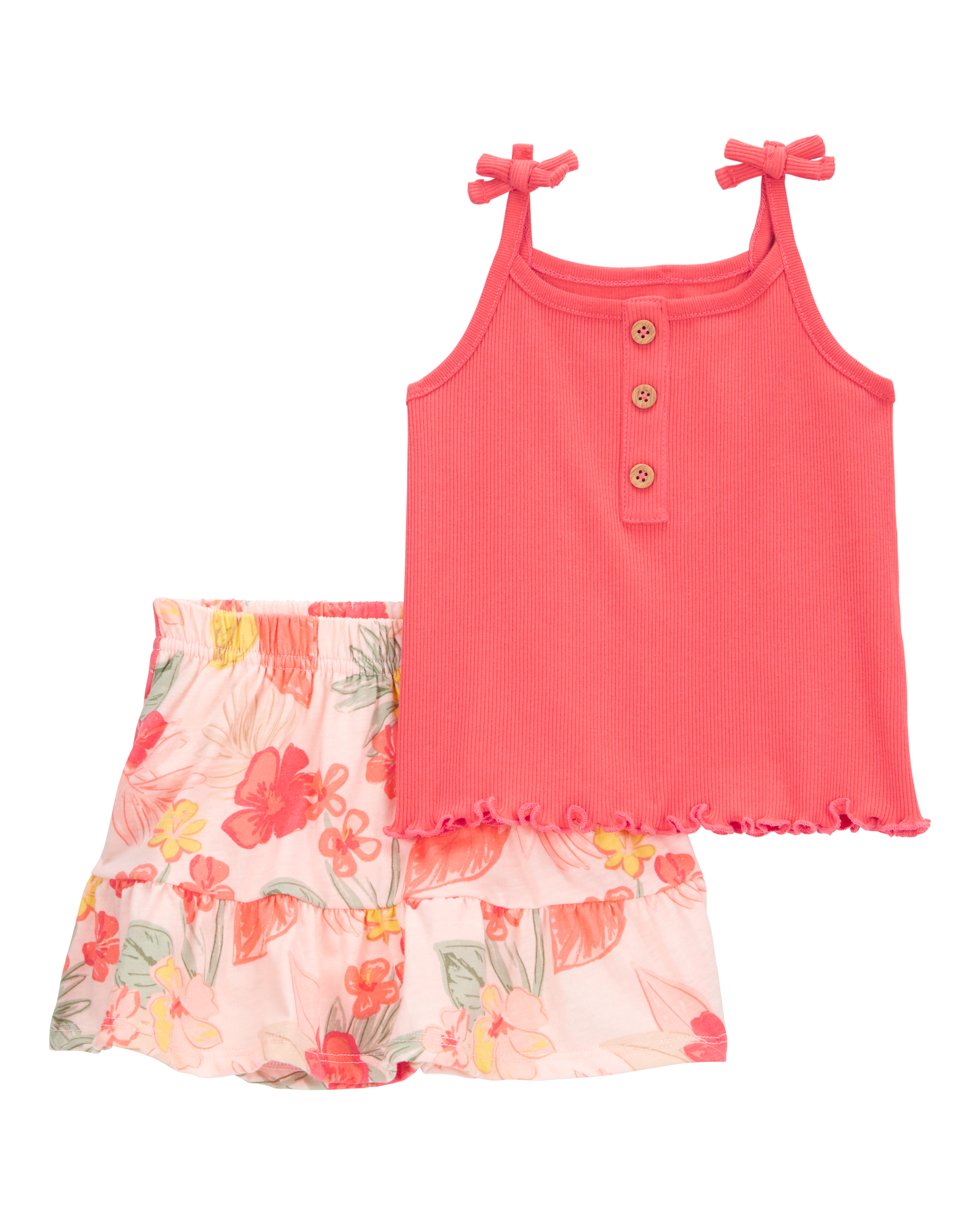 Carter's Baby 2-Piece Ribbed Tank & Floral Pull-On Skort Set - Pink